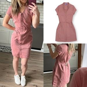 IBEX Organic Cotton dress snap cap sleeve Women's Herringbone